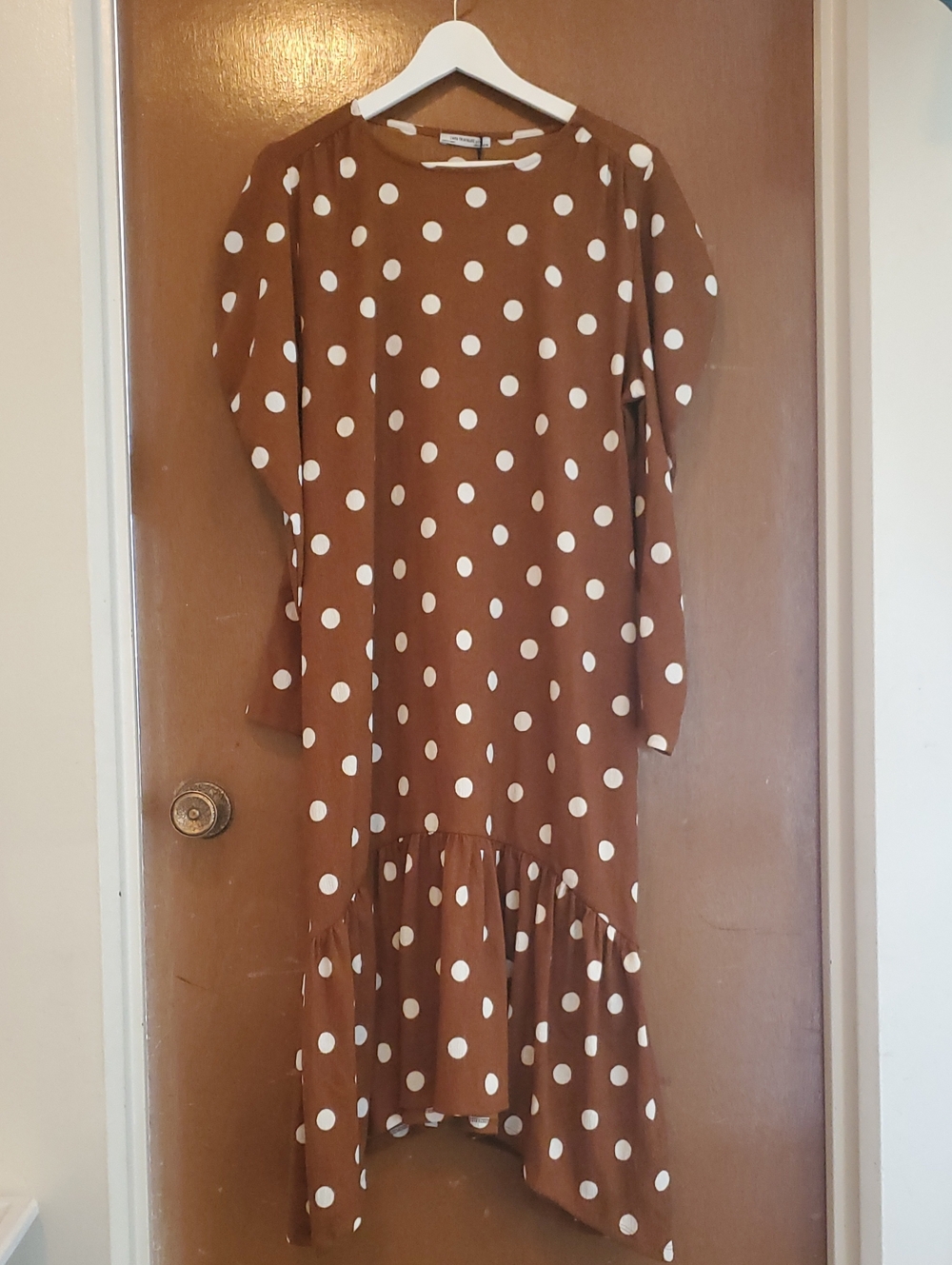 Zara Brown & White Polka Dot Maxi Dress